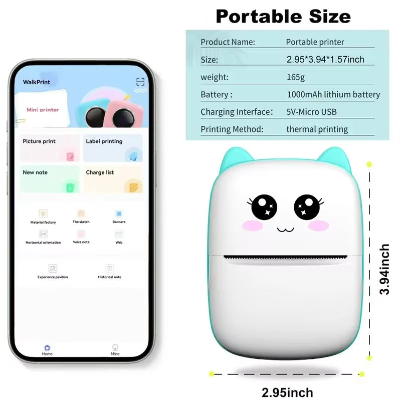 Miniature Bluetooth Photo Printer (IOS + Android)